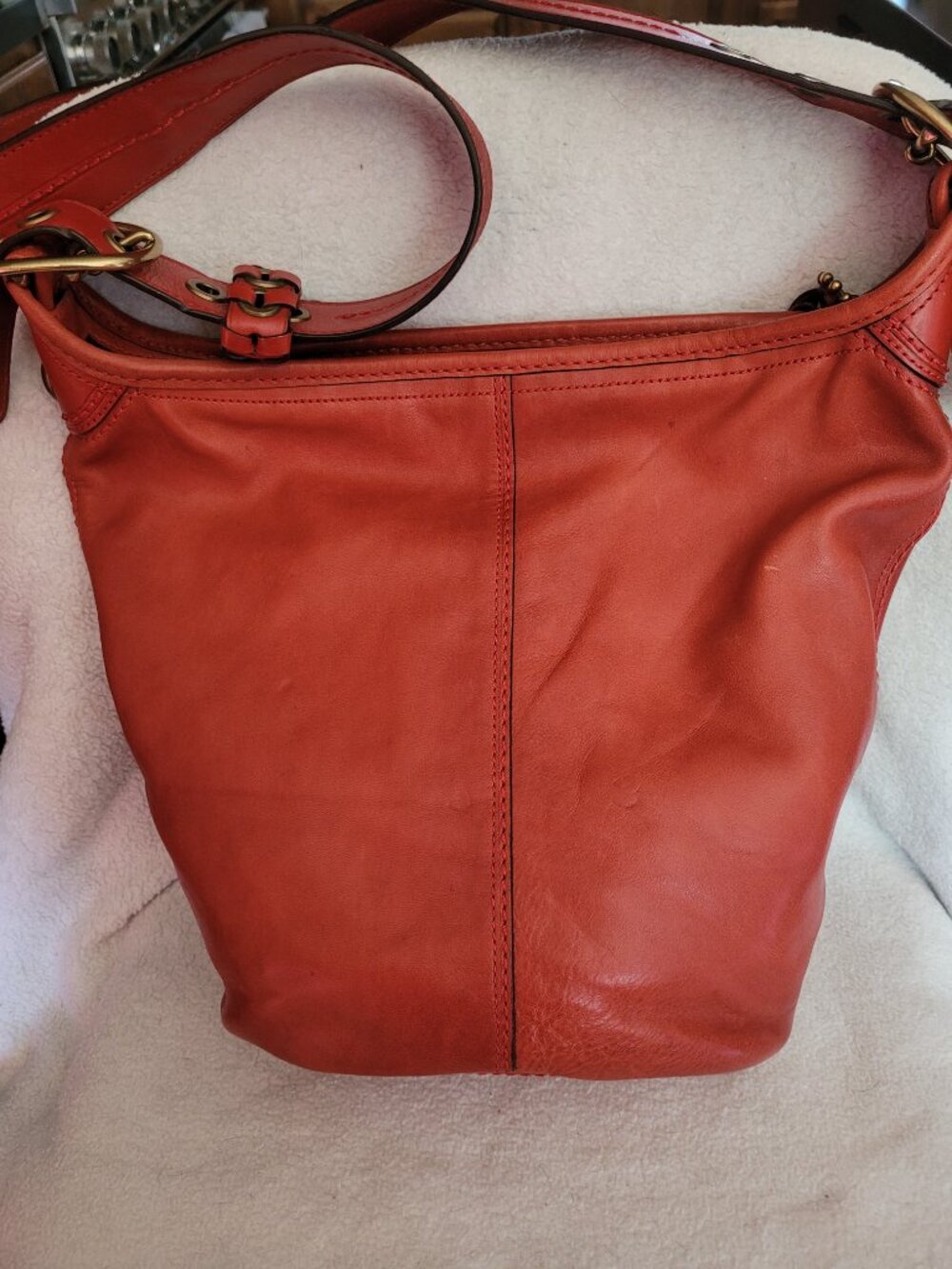 Coach Vermilliion (orangy-red) Vintage 2007 Bleecker Bucket Bag - Picture 4 of 10